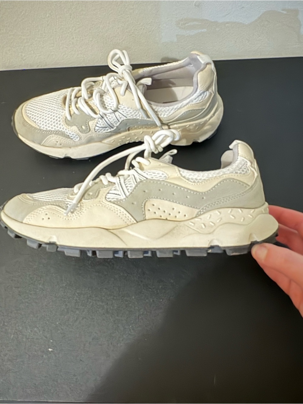 MIA Cream and Light Gray Athletic Sneakers